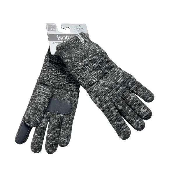 Isotoner Women's‎ 1SZ SmartDri EcoComfort Heather Grey Ivory Gloves NEW