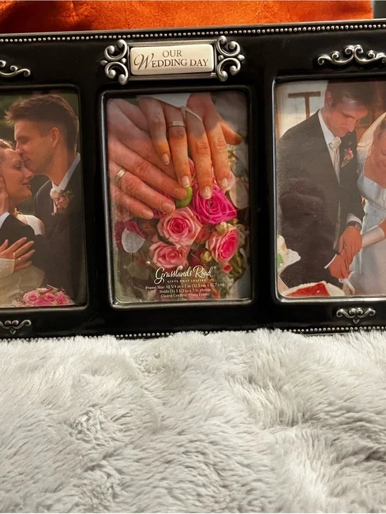 Our Wedding Day Black Triple Picture Frame