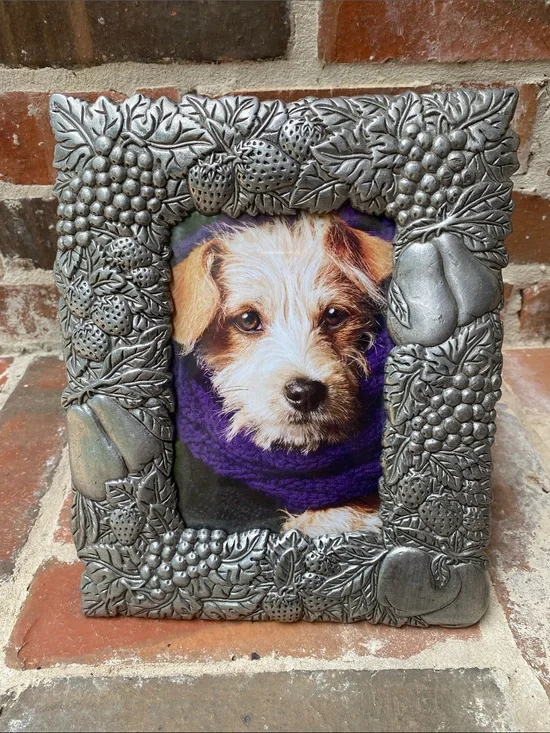 Vintage pewter frame of various fruits