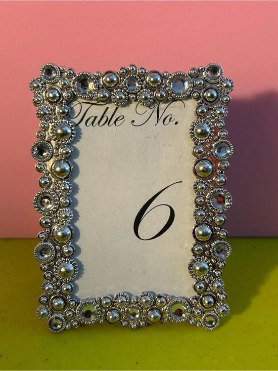 Silver Jeweled Decorative Picture Frame - Silver For Wallet Size Photo