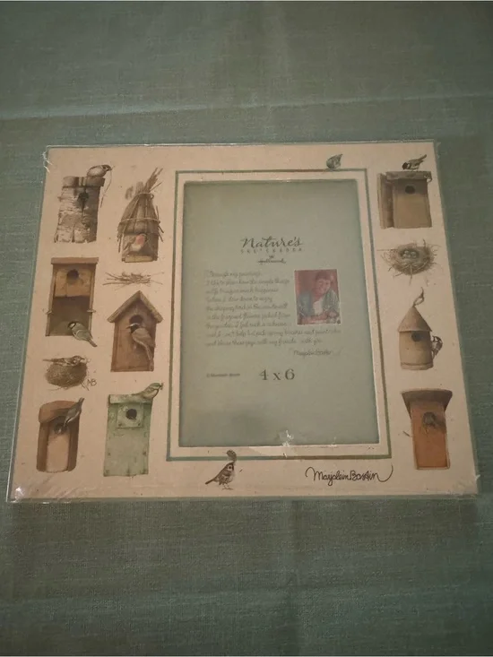 4x6 Nature’s sketchbook Birdhouse Themed Photo Frame by Marijolien Bostin