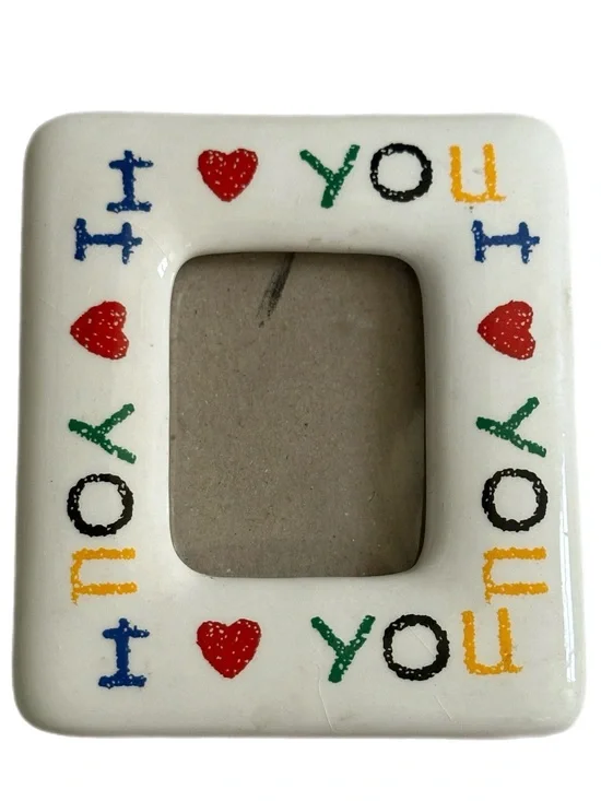 Vintage Fridge Magnet Colorful I Love You Ceramic Picture Frame Square 3.5