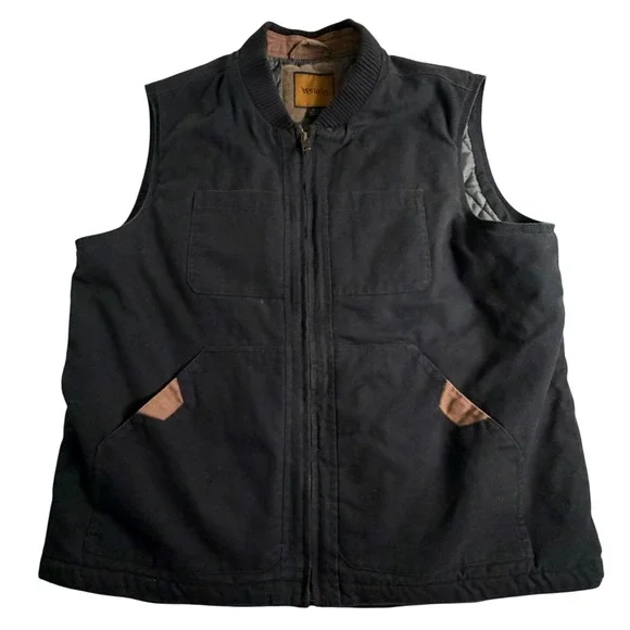 Venado Heavy Canvas Utility Work Vest Quilted Black Ranch Heritage XL, rugged