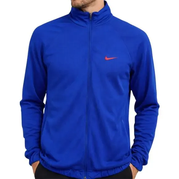 Nike Reversible Windbreaker Jacket Full Zip Logo Hidden Hood Royal Blue M