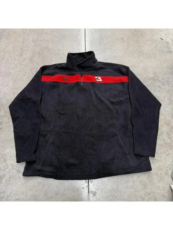 vintage dale earnhardt nascar racing black red quarter zip fleece jacket large