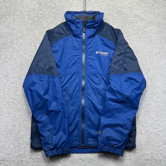 Columbia Titanium Jacket Mens Large Blue Black Omni-Tech Interchange Waterproof