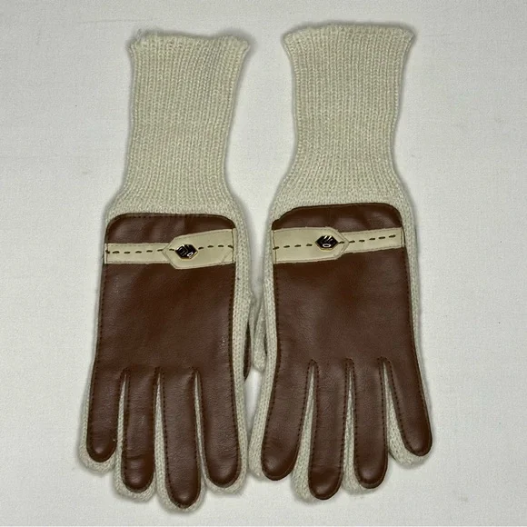 Vintage Knit & Faux Leather Driving Gloves