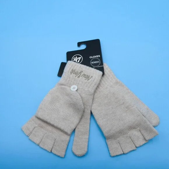 '47 Brand New York Giants Winter Gloves Womens NBA‎ Basketball Beige Open Finger