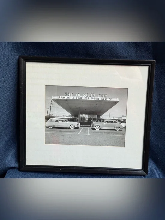 Vintage 1949 Loomis Dean LIFE Magazine Eat In Your Car Drive-In Framed Photo