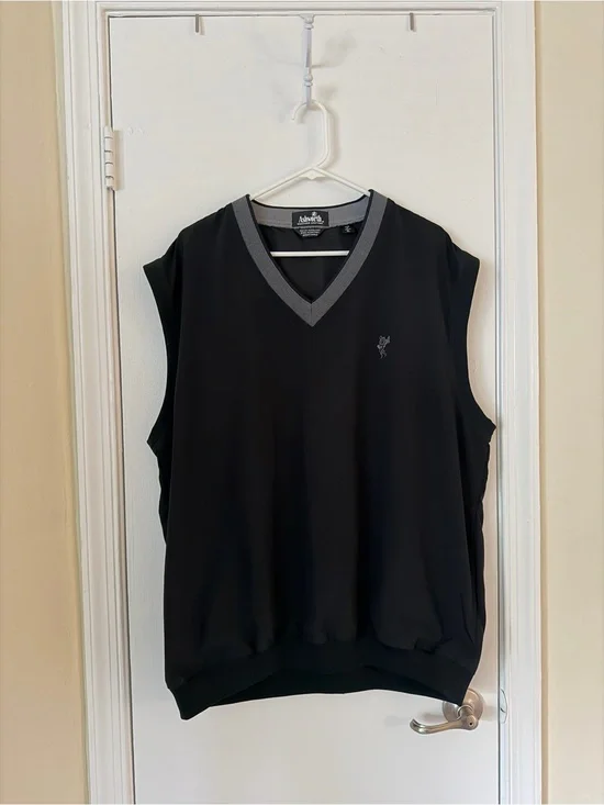 Ashworth Black V-Neck Golf Vest with Gray Trim