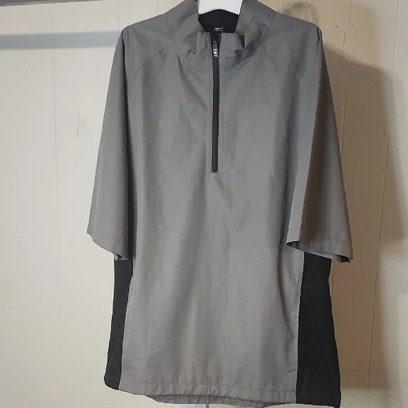 Gray and Black Windbreaker with Mock Neck and Lightweight Design Tgw
