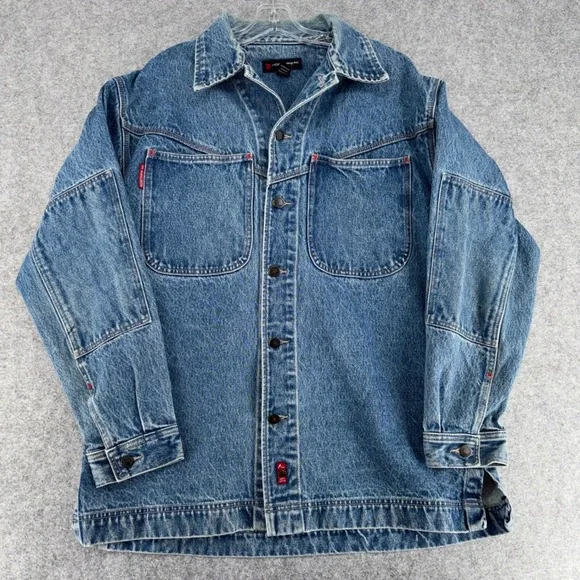 Northpeak Clothing Co Mens Large Denim Jacket Blue Cotton Chore Coat Farm Work
