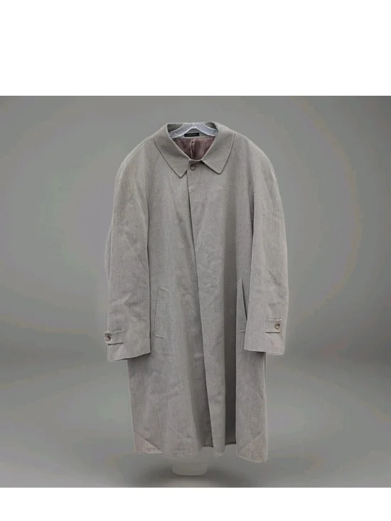 Tom James Overcoat Mens 48R Beige Loro Piana Storm System Wool Rain Wind Trench