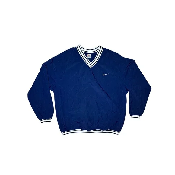 Vintage Nike Pullover Windbreaker Men XXL Navy Blue V-Neck