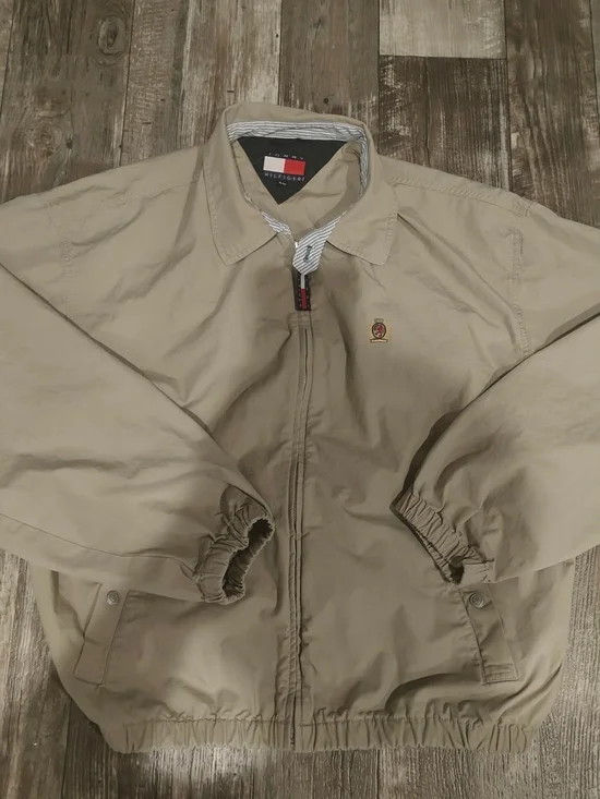Tommy Hilfiger Men's Beige Zip Bomber Jacket