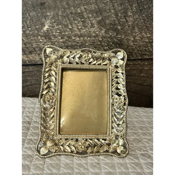 Mini Gold Floral Metal Photo Frame vintage ‎ 5