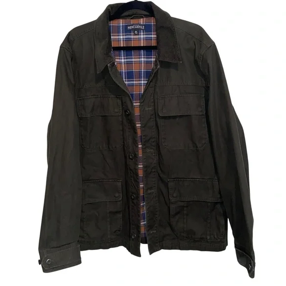J Crew Mercantile Chore Coat Mens XL Green Flannel Lined Barn Field Jacket