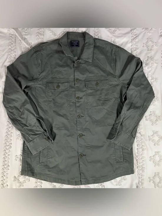 Abercrombie & Fitch Men's Olive Green Utility Jacket