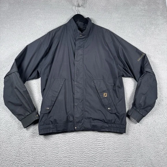 Footjoy Dryjoys Jacket Mens Size Medium Black Golf Convertible Sleeves Full Zip