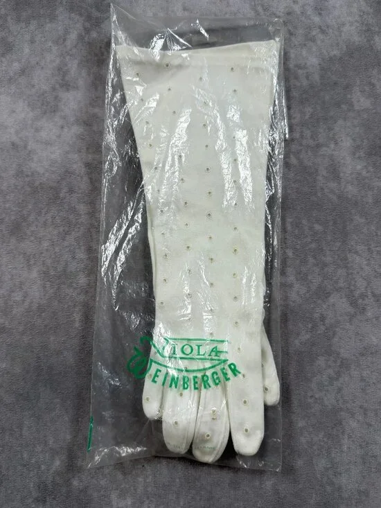 Viola Weinberger Vintage Women Opera Gloves Eyelet Ivory Size 7