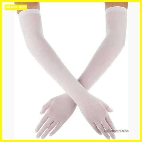 Sheer Mesh Gloves Elbow Length Stretchy Tulle Wedding Party Halloween Accessory