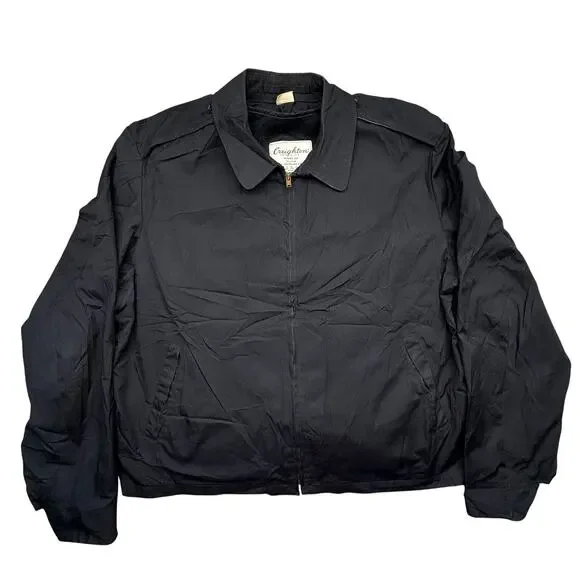 Vintage US Navy USN Creighton Uniform Jacket W/Liner XL Deck Black Bomber