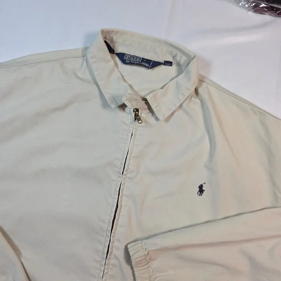 Polo Ralph Lauren Harrington Jacket Tan Beige Cotton Zip Up Mens XL