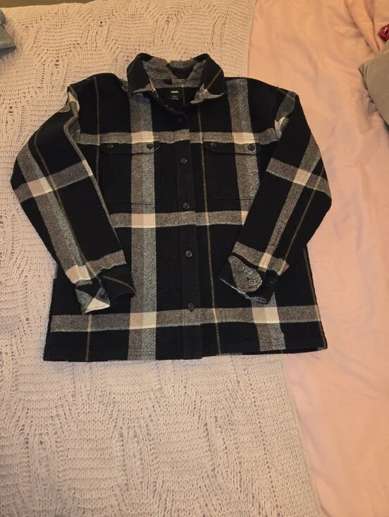 Mens VANS  Black & Gray Plaid Button-Up Jacket