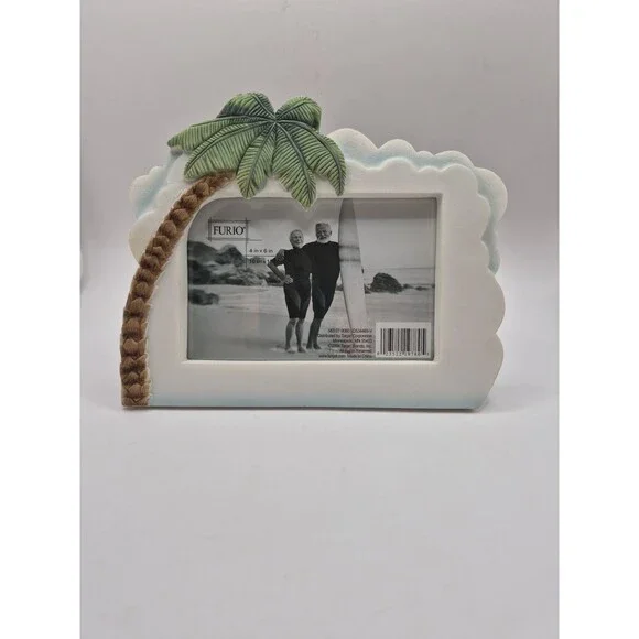 Furio Palm Tree Tropical Beach Clouds Oasis Vacation Picture Frame 4x6 Photo