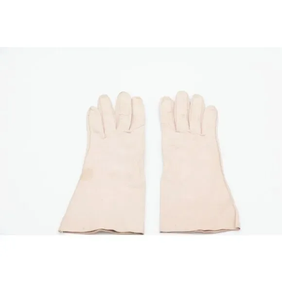 Vintage‎ 1950s Kid Leather Gloves Women’s Size 7 Pink Blue Stamp 10” Long
