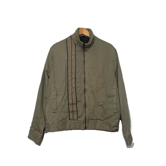 Schott NYC HP Racing Team Bomber Jacket Mens L Olive Green Cotton Twill Zip Up
