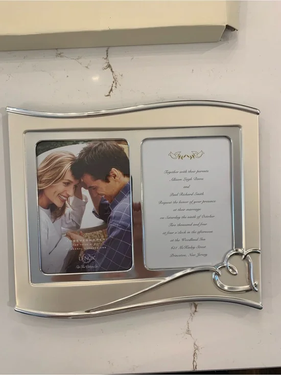 Lenox Forevermore Double Frame 5” x 7” Silver Plated Double Hearts NEW