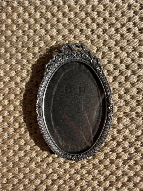 Vintage French Black Ornate Oval Picture Frame