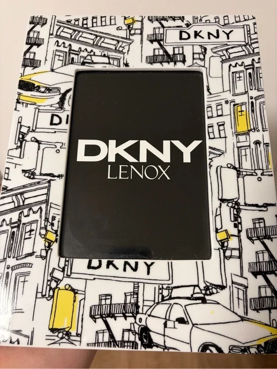 DKNY White and Yellow Illustrated City Taxi Photo Frame
