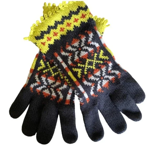 Echo Geometric Multicolor Knit Gloves Warm Stretch Winter Accessory