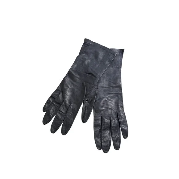 Barra Black Genuine Leather Gloves Made in Italy Vintage E 5 Dress Gloves