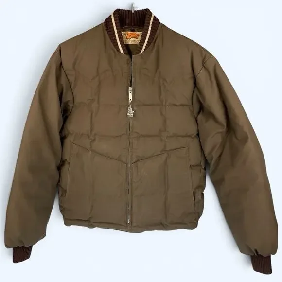 VTG Comfy USA Goose Down Canvas Jacket Brown Men's Size Small