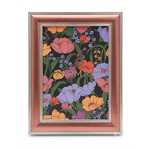 Flawed Gem! Farm Rio Newport Hue Merlot 5x7 Picture Frame Rose Gold Metallic