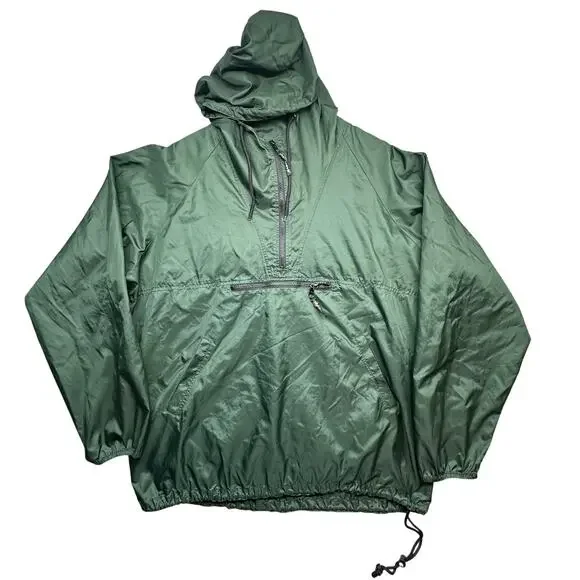 Vintage Old Navy Anorak Windbreaker Hoodie Jacket Mens XL Green 1/4 Zip