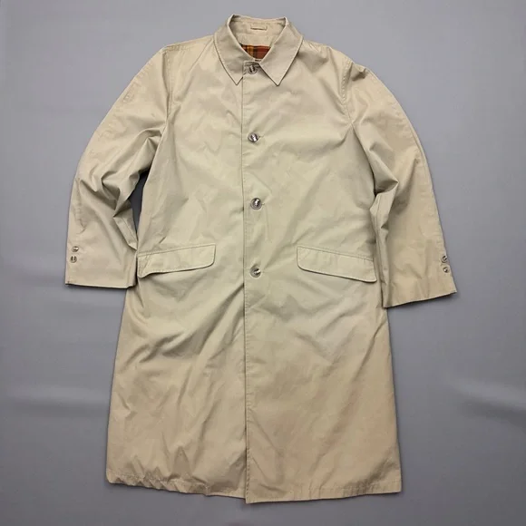 Vintage Sears Perma-Prest Plaid Lined Trench Coat‎