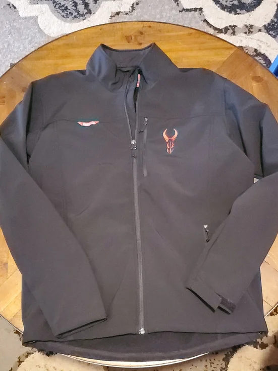 Men's Black Soft-Shell Jacket with Red Accent - Lightweight Shirt Jacket