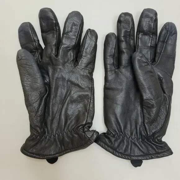Women's Black Leather Cashmere Lined Soft Gloves Size M