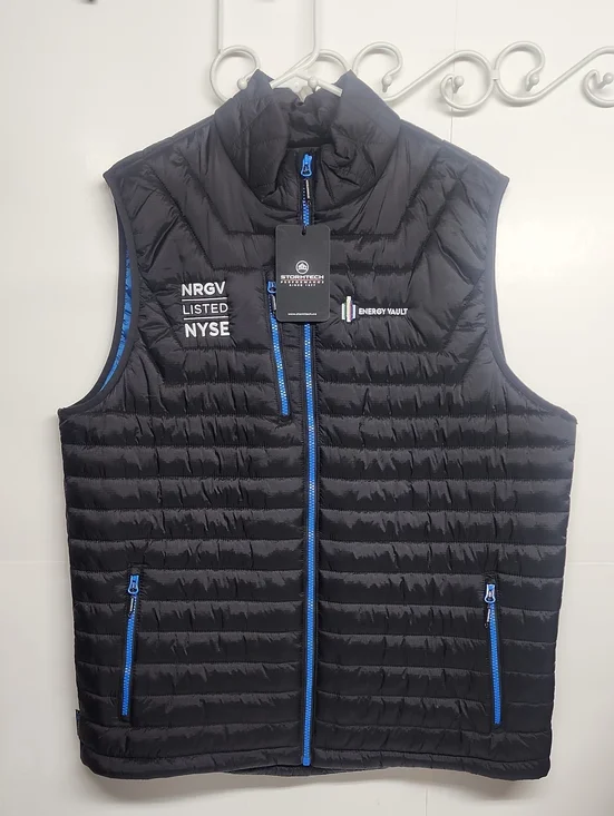 STORMTECH PERFORMANCE CREW mens Black Quilted Puffer Vest w/ Blue Trim SZ XL/TG