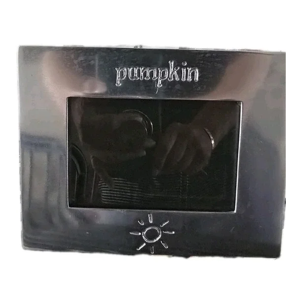 Engraved Silver Plated Metal Picture Frame Pumpkin‎ Sun Motif Harvest Fall Decor