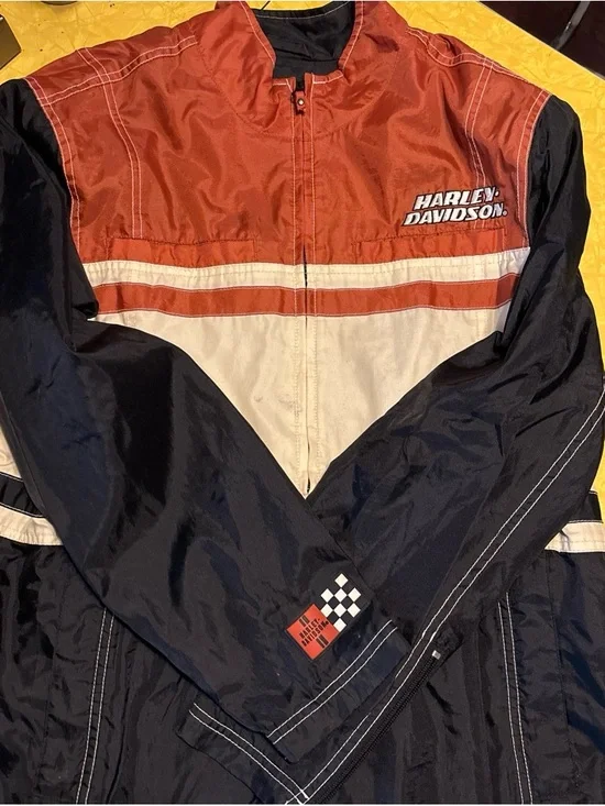 Harley-Davidson Black, Orange & Cream Racing-Style Windbreaker