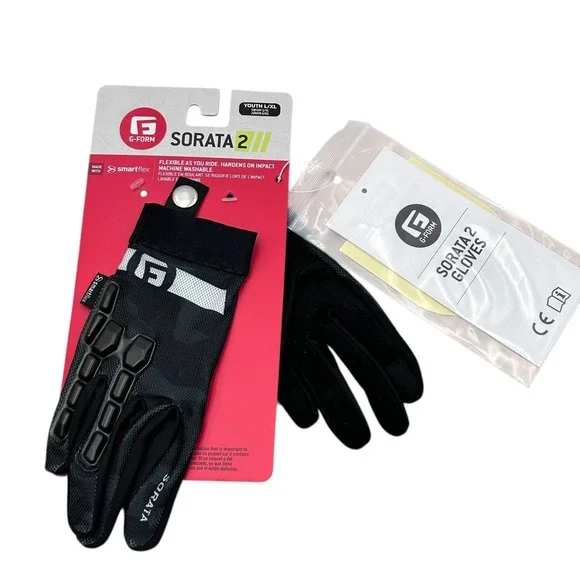 G-Form Sorata 2 Youth Boys‎ Girls MTB Mountain Bike Cycling Gloves Sz L/XL Black