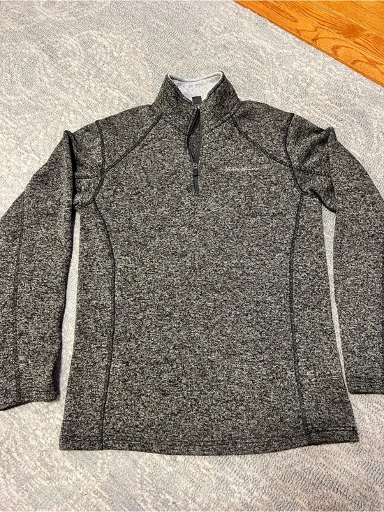 Eddie Bauer Heathered Gray Quarter-Zip Pullover