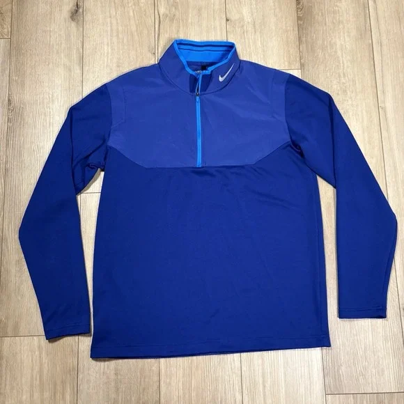 Nike Golf Tour Performance Quarter Zip Mens M Blue Long‎ Sleeve Dri Fit Layer