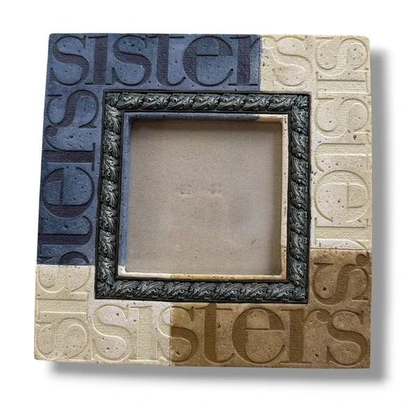 DEMDACO Bill Stross Sisters Blue Tan Stone Resin Picture 4x4