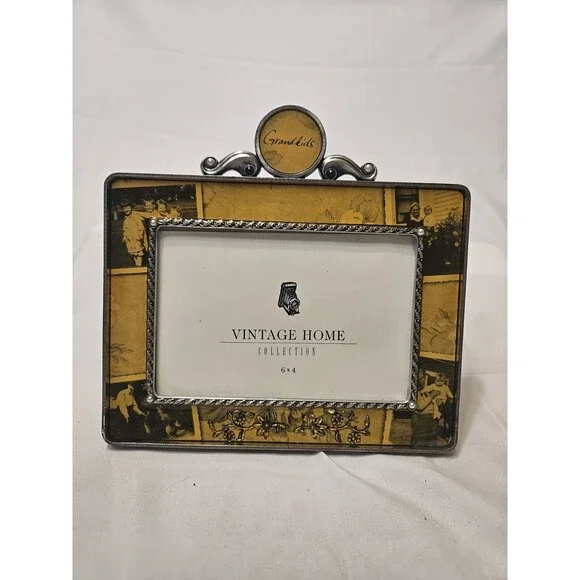 Vintage Home Collection Ornate 6 X 4 Grandkids Glass Retro Gold Picture Frame